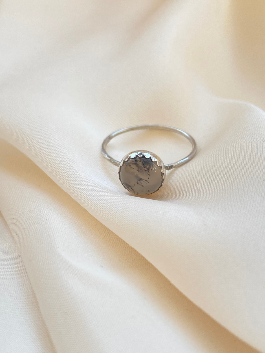 Clear Agata Silver Ring
